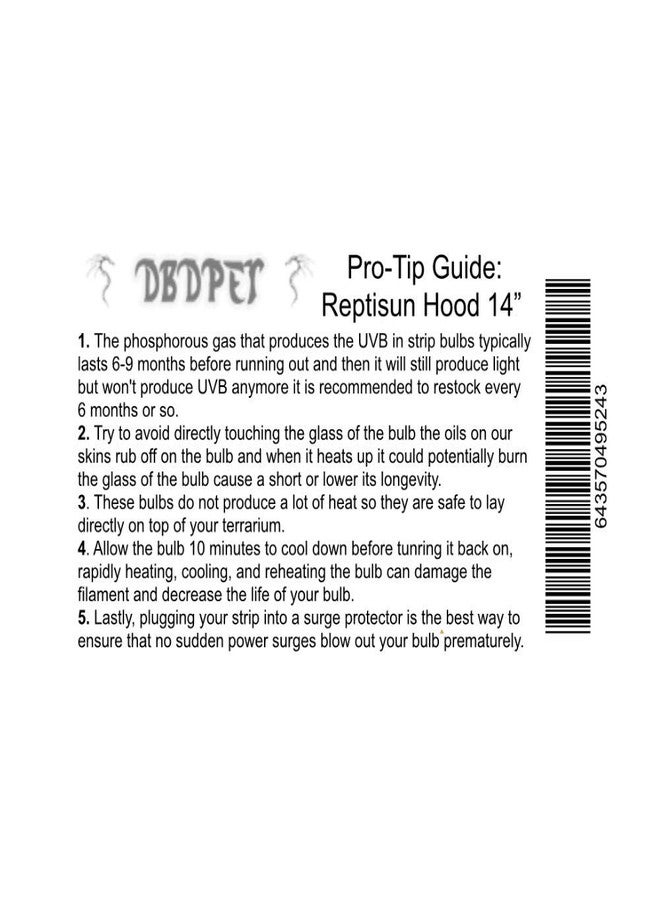 DBDPet 's Bundle with Zoomed Reptisun 14" T5HO Terrarium Hood Light Fixture & Free 5.0 UV-B Bulb & Includes Attached Pro-Tip Guide - Great for Small Reptiles, Chameleons, Geckos, and More! - Image 2